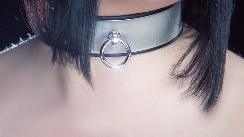 BDSMcollar Collar Stainless Steel BDSM Story of O Neck Corset Choker leather lining lockable jewelry Ring of O slave Metall Geyer image 3