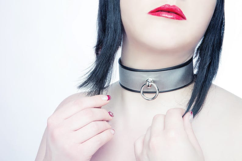 BDSMcollar Collar Stainless Steel BDSM Story of O Neck Corset Choker leather lining lockable jewelry Ring of O slave Metall Geyer seidig / silky