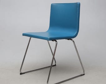 Rare 90s IKEA Gilbert Plywood Stackable Chair Chrome Base - Modern