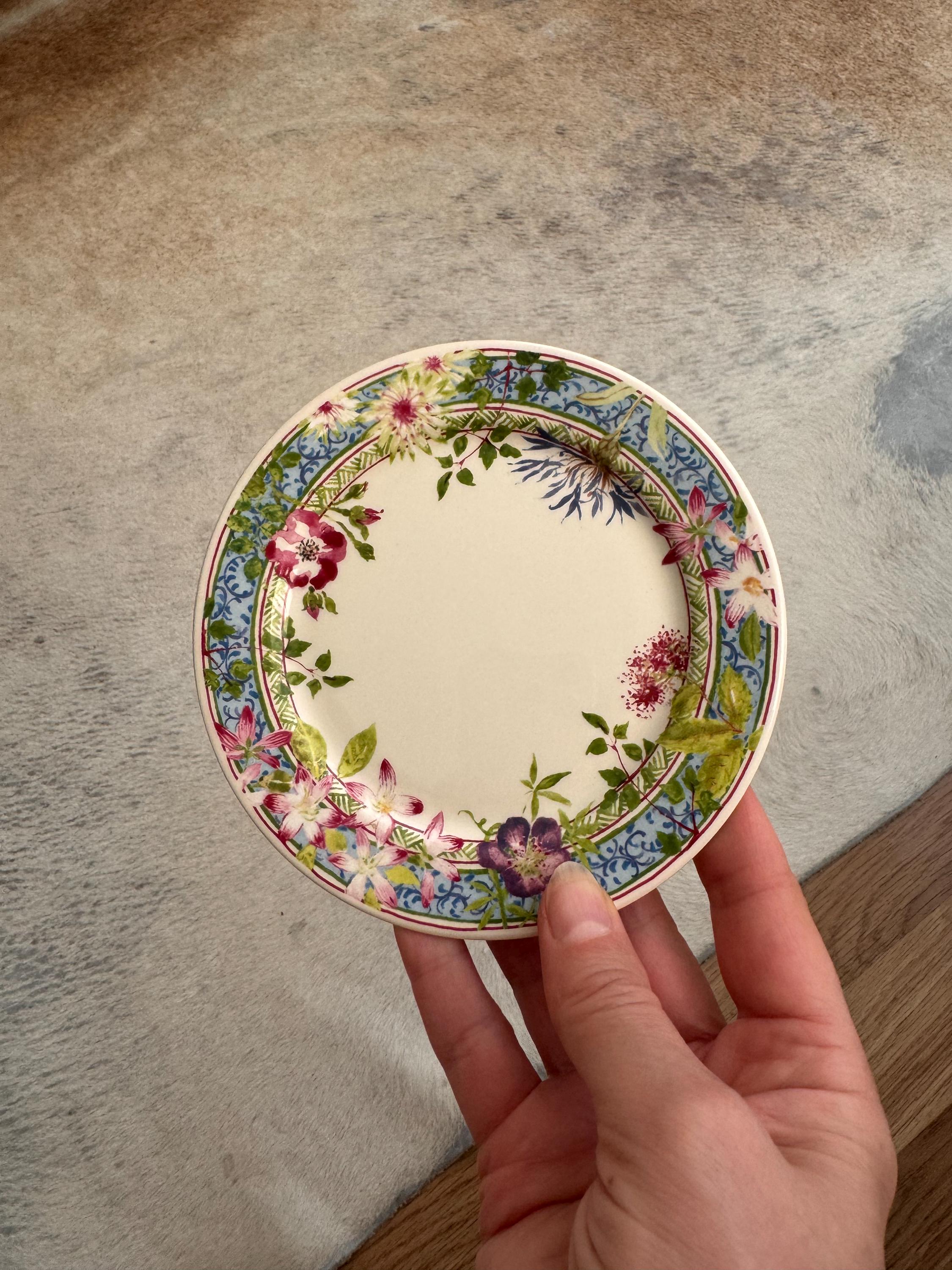 Gien Millefleurs Faience Mini Plates, Set of 2, Handmade in France