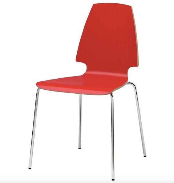 Vintage Ikea Vilmar Red Chair, Red Colour Minimalist Chair Post