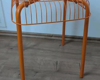 Discontinued IKEA Vasteron Orange Metal Wire Stool Modern 90s