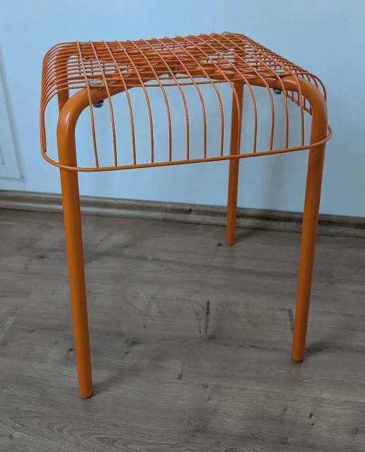 Discontinued IKEA Vasteron Orange Metal Wire Stool Modern 90s