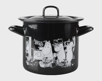Moomin Tableware Moorla enamel Pot lidded pan Pot with Lid Scandinavian kitchenware Finland Retro