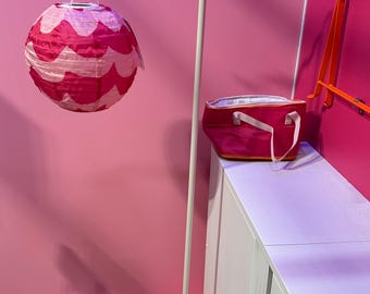 Ikea Solvinden Metal Lamp Stand Beige Colour With Orange Accent, Lantern Holder or Lamp Shade