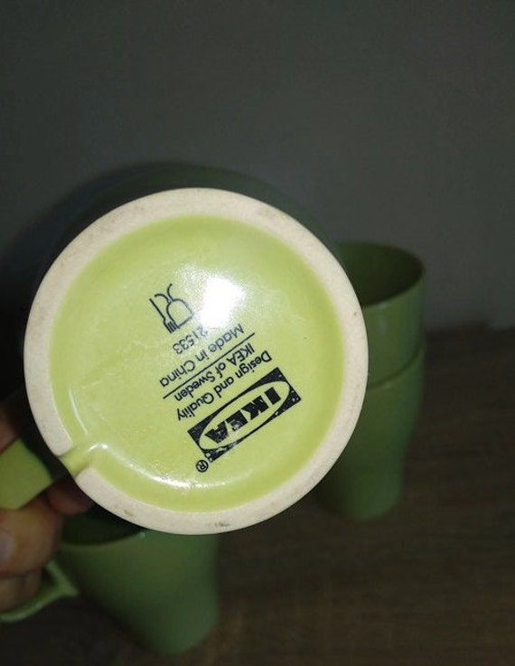 Ikea FARGRIK Stackable Coffee Tea Mug Green Colour Made in Sweden IKEA Vintage Collectables
