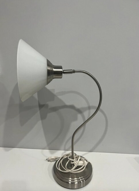 IKEA Kroby Lamp Milk Glass Shade and Chrome Stainless Steel Base