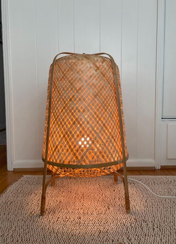 Vintage Ikea Knixhult Bamboo Ratan Floor Lamp - Etsy