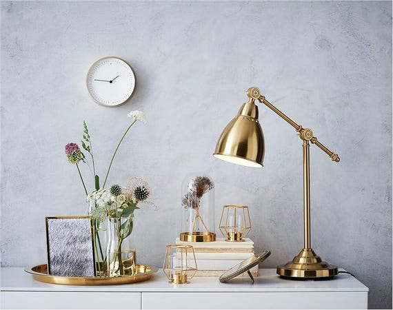 Ikea Antique Barometer Desk Lamp Adjustable Work Lamp, Brass Gold