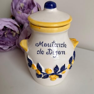 Moutarde de Dijon Ceramic Mustard Pot with Lid French Ceramic Mustard Jar Chateau Ceramic Jars Small Pot Container With Lid for Mustard