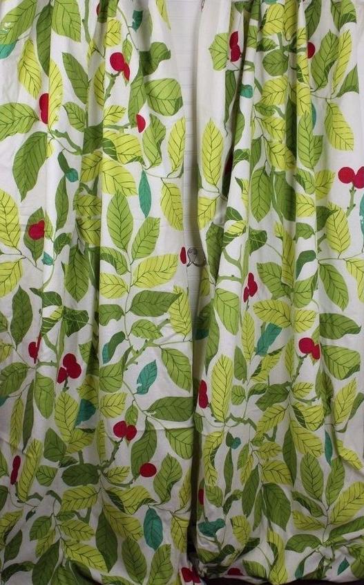 Ikea Stockholm „Blad“ Vorhang „Grüne Blätter“ Leinen/Baumwolle Design von Ikea Schweden Gefütterter Vorhang, Nähbezugsstoff