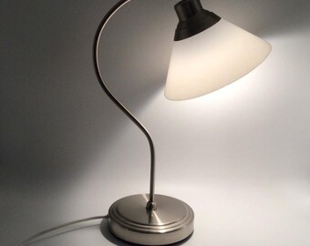 Ikea Kroby Lamp Milk Glass Shade and Chrome Stainless Steel Base