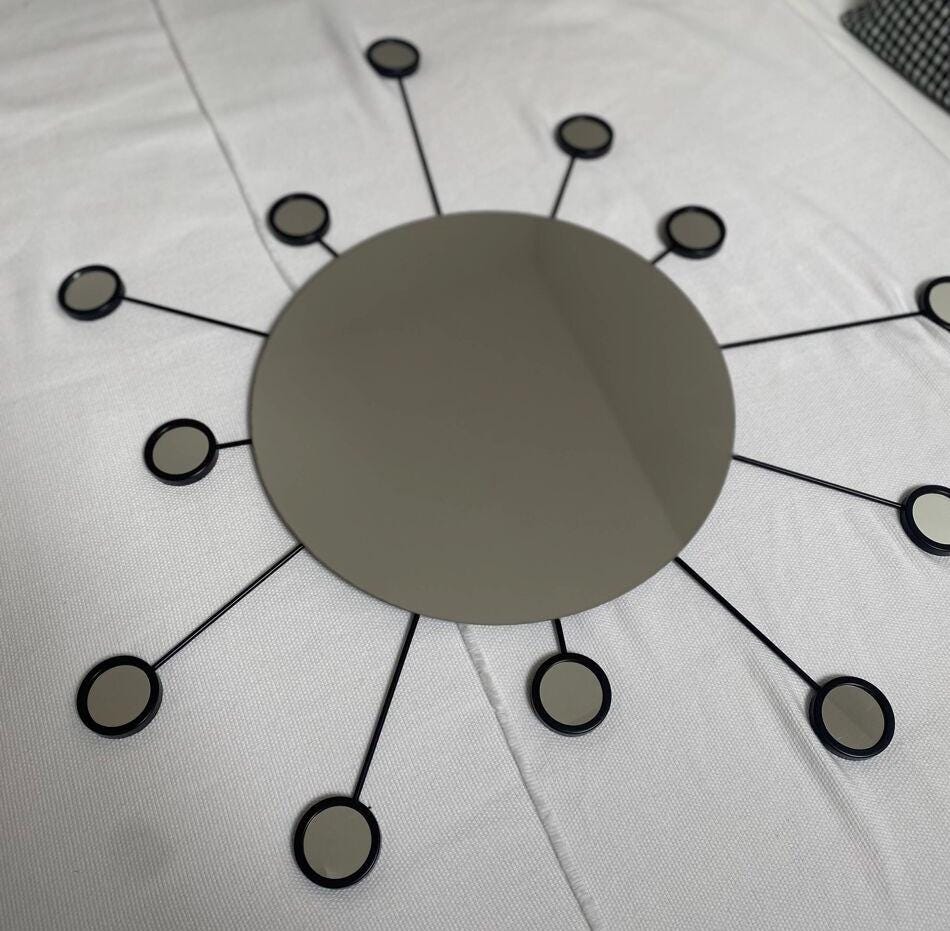 90s Ikea Mirror Figgjo MCM Wall Decor, Sunburst Wall Mirror