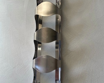Retired IKEA of Sweden VURM chrome Metallic stainless steel wall mount 4 bottle wine rack bottle holder Post Modern design