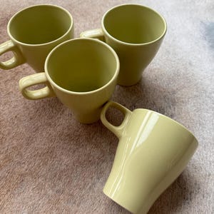 4 Cups Ikea Farkrig Green Ceramic Stackable Coffee Cups set of tea Mugs