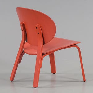 Modern Scandinavian Ikea Froset Red Stained Oak Veneer Chair, Pop Art Lounge Seat image 2
