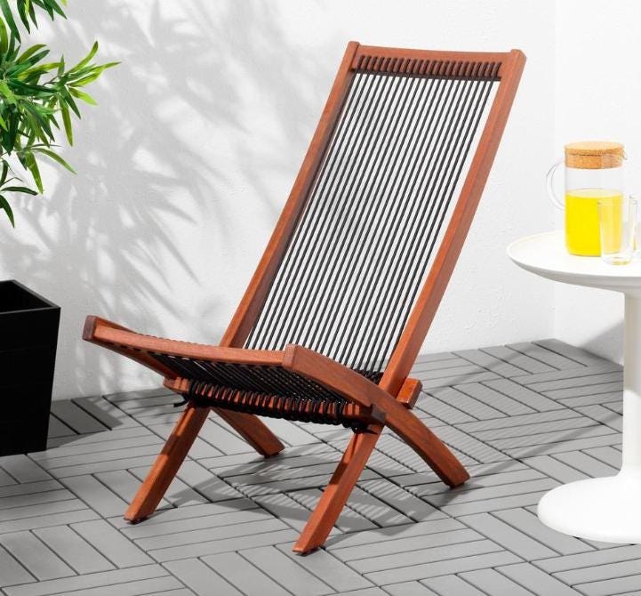 Vintage Ikea Brommo Lounge Chair Garden Chair Brown Black, ONE