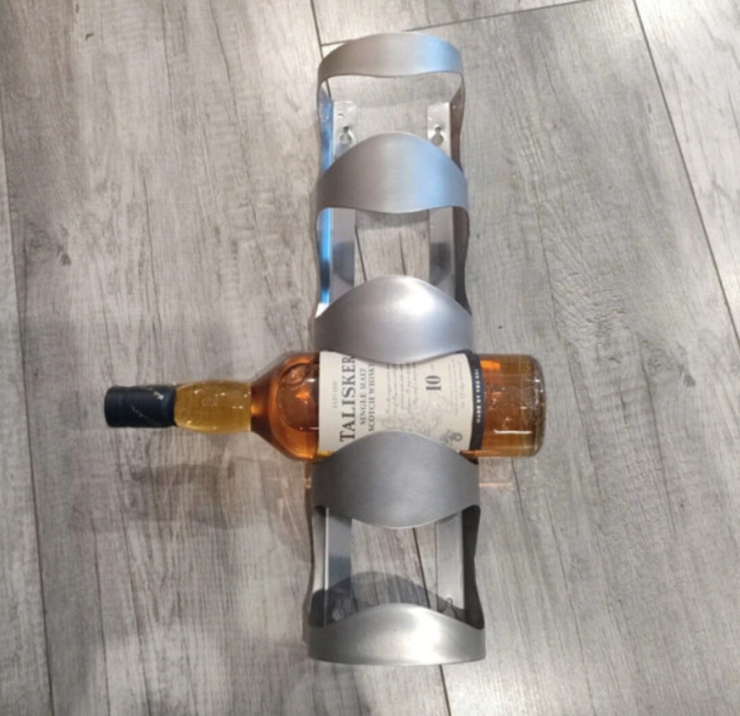 Stainless Steel Wine Rack Wall Mount 4 Bottle Holder Post Modern Design ...