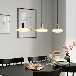 Discontinued Ikea Tallbyn 3 Opal Glass Lamp Pendant, Nickel Plated