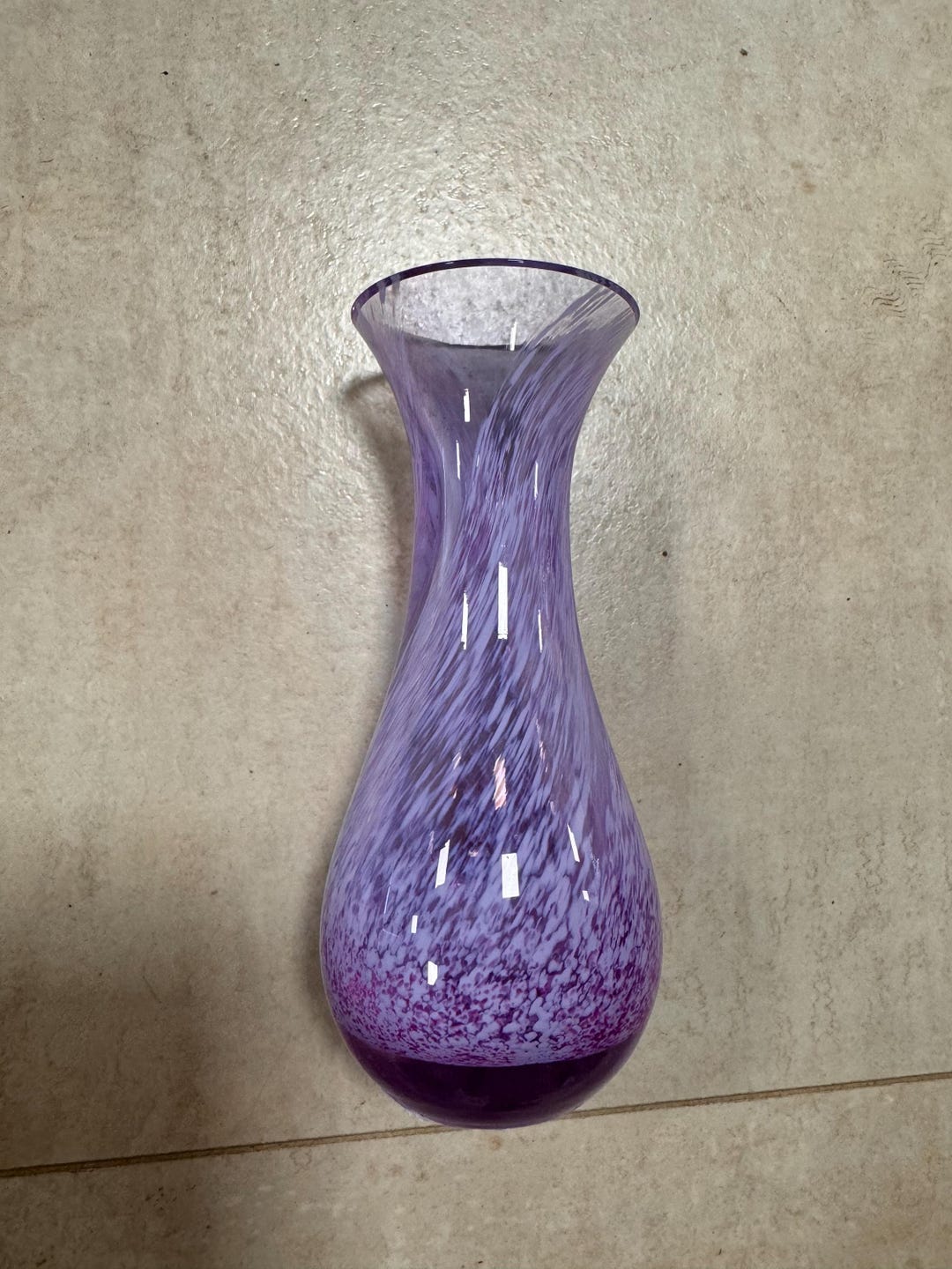 Purple Swirl Glass Vase Caithness Vintage Scottish Bud Vase Small