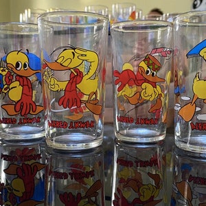Vintage 1987 Alfred J. Kwak Cartoon Glas, One Vintage Glas, Limonadenglas für Kinder, Vintage Wasserglas, 80er Jahre Saftglas, NEU alter Lagerbestand