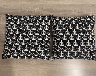 Black cat Ikea square pillow MATTRAM, Vintage Black and White Cat Pillow, IKEA black cat cushion, MCM Cat Pattern