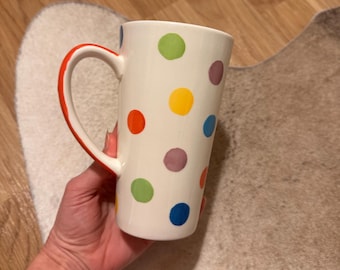 Whittard of Chelsea Polka Dot Extra Tall Ceramic Collectible Mug - Orange