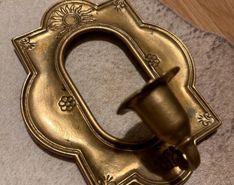 Antiker himmlischer Messingkerzen-Wandleuchter, schwedischer Messingkerzen-Wandleuchter Art-Deco-Kerzenhalter-handgefertigtes Messingdekor