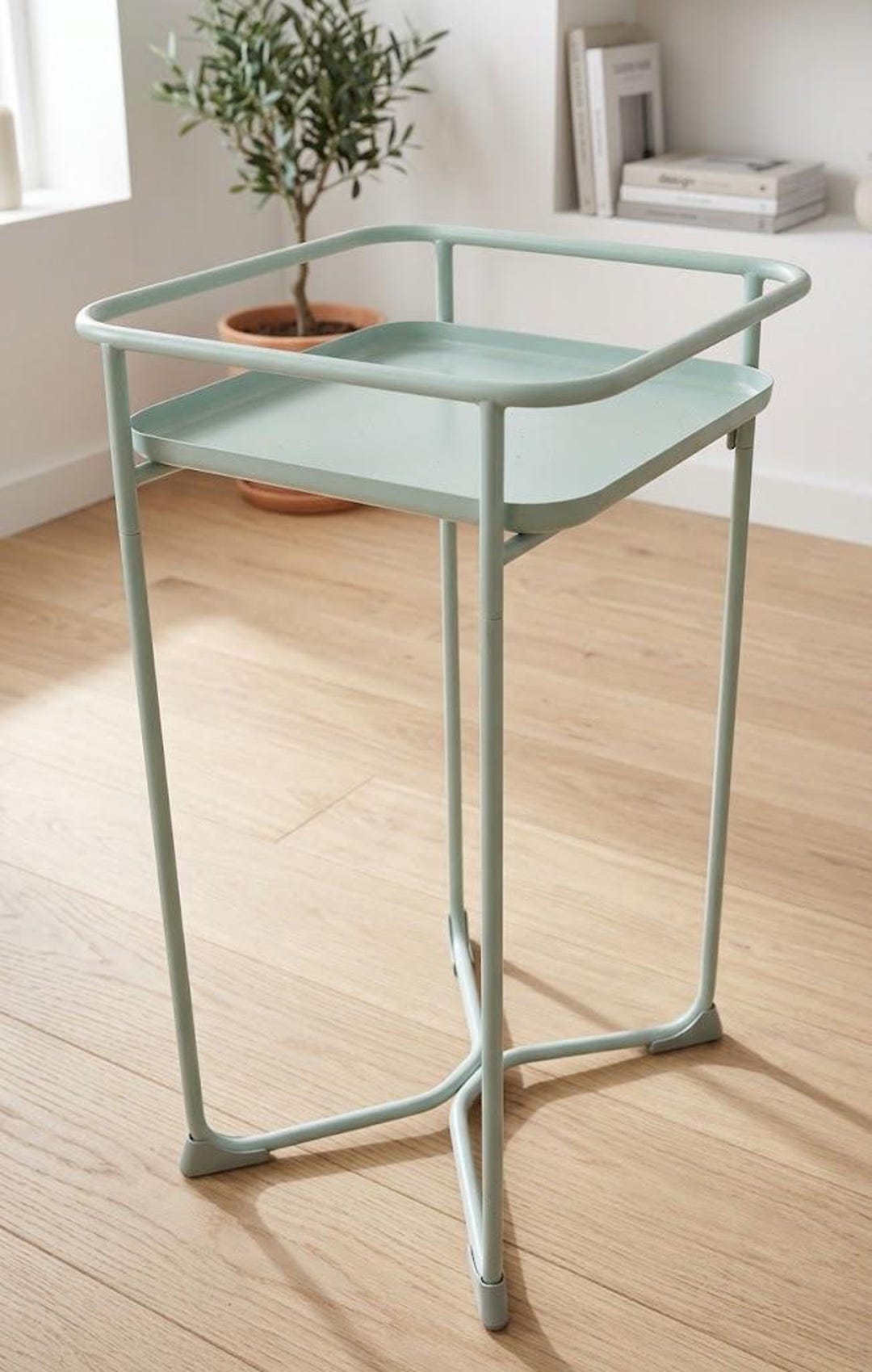 Ikea of Sweden Kryddpeppar Flower Pedestal, Ikea Side Table, Ikea Room Devider Cream White Powder Coated Metal Plant Stand, End Table