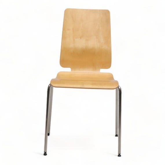 Rare 90s IKEA Gilbert Plywood Stackable Chair Chrome Base - Modern