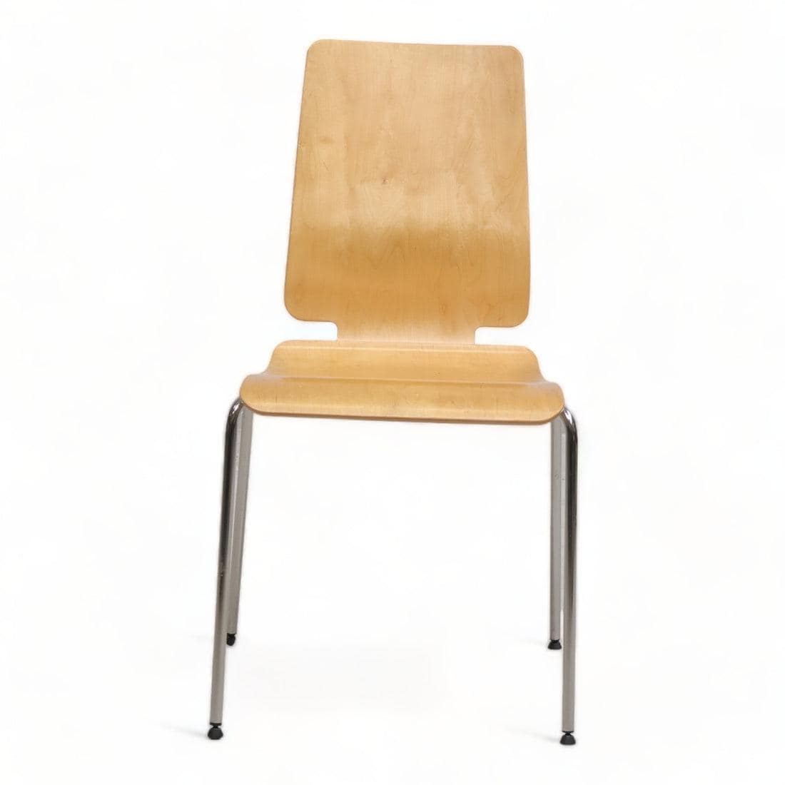 Rare 90s IKEA Gilbert Plywood Stackable Chair Chrome Base - Modern