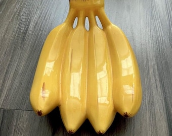 IKEA Kuperad Ceramic Banana Bunch Fruit Pottery RARE Collectible Ikea Discontinued Banana trinket dish