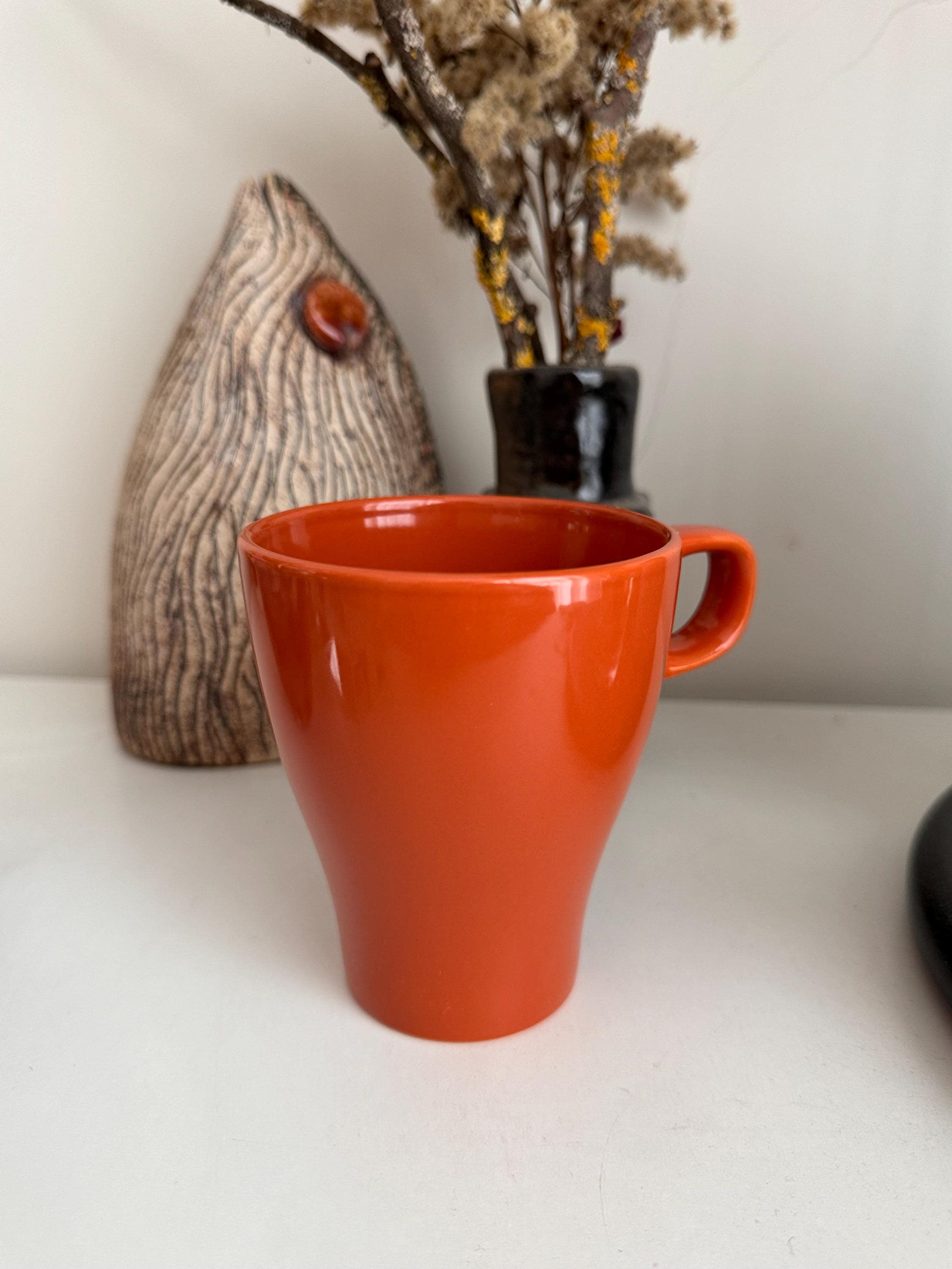 Ikea FARGRIK Stackable Coffee Tea Mug Orange Colour Made in Sweden