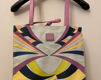 Bolso de hombro Versace Jeans Couture, raro, de los años 90, pequeño, con colores pastel, abstracto, pequeño, Versace