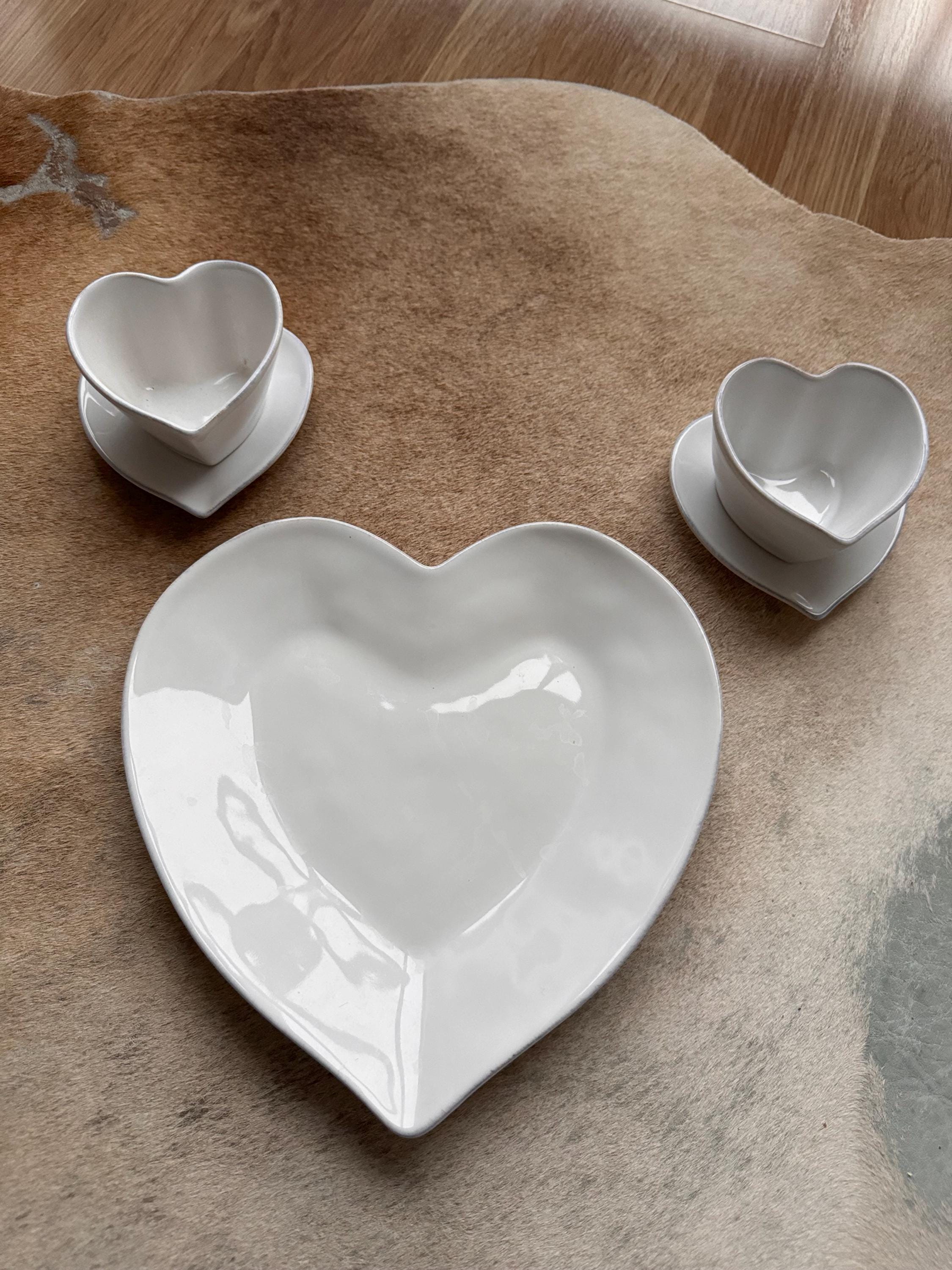 The White Company Porto Stoneware Collection Heart Shape Plate or