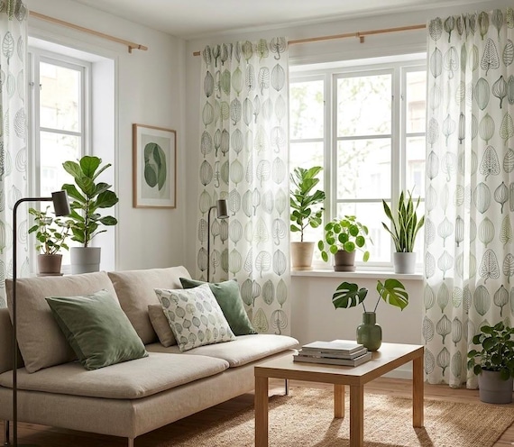 Ikea Hedda Lov 2 Panels Grünes Blatt Vorhang Panels Fensterdekorationen
