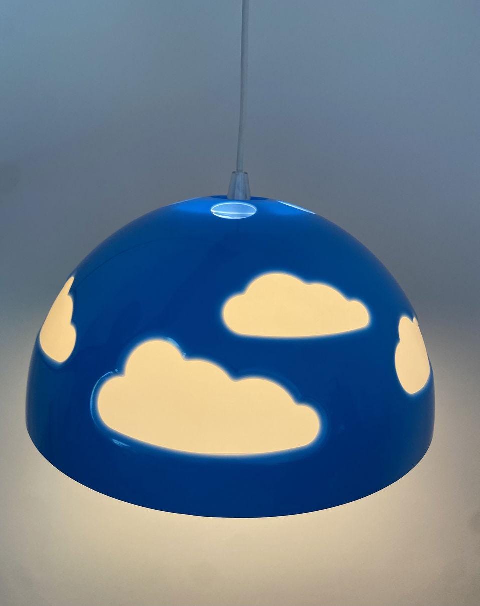 Ikea Skojig Blue Clouds Ceiling Pendant Lamp, Blue Nursery Lamp
