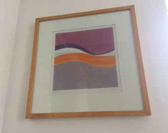 1990s IKEA Sands by Australian Designer Amaina Signed Offset Lithograph /Ikea vintage discontinued collectables / Gradiant Wavy Wall Decor