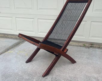 Vintage Ikea Brommo Lounge Chair Garden Chair Brown Black, ONE foldable Chair, Vintage Ikea Chaise Lounge