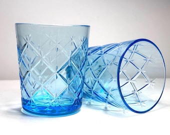 Vintage IKEA Flimra Blue Lowball Glasses Set of 2 Rare Discontinued