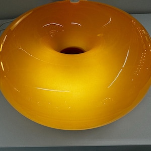 Ikea Varmblixt Doughnut Lamp, Sabine Marcelis design, Ikea limited edition donut lamp, Orange glass donut table lamp, donut wall lamp
