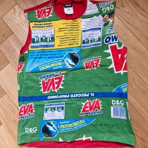 Early 2000s Dolce & Gabbana tshirt Adam and Eve geometric sleeveless tank top tshirt Pop Art Unisex Top size XL