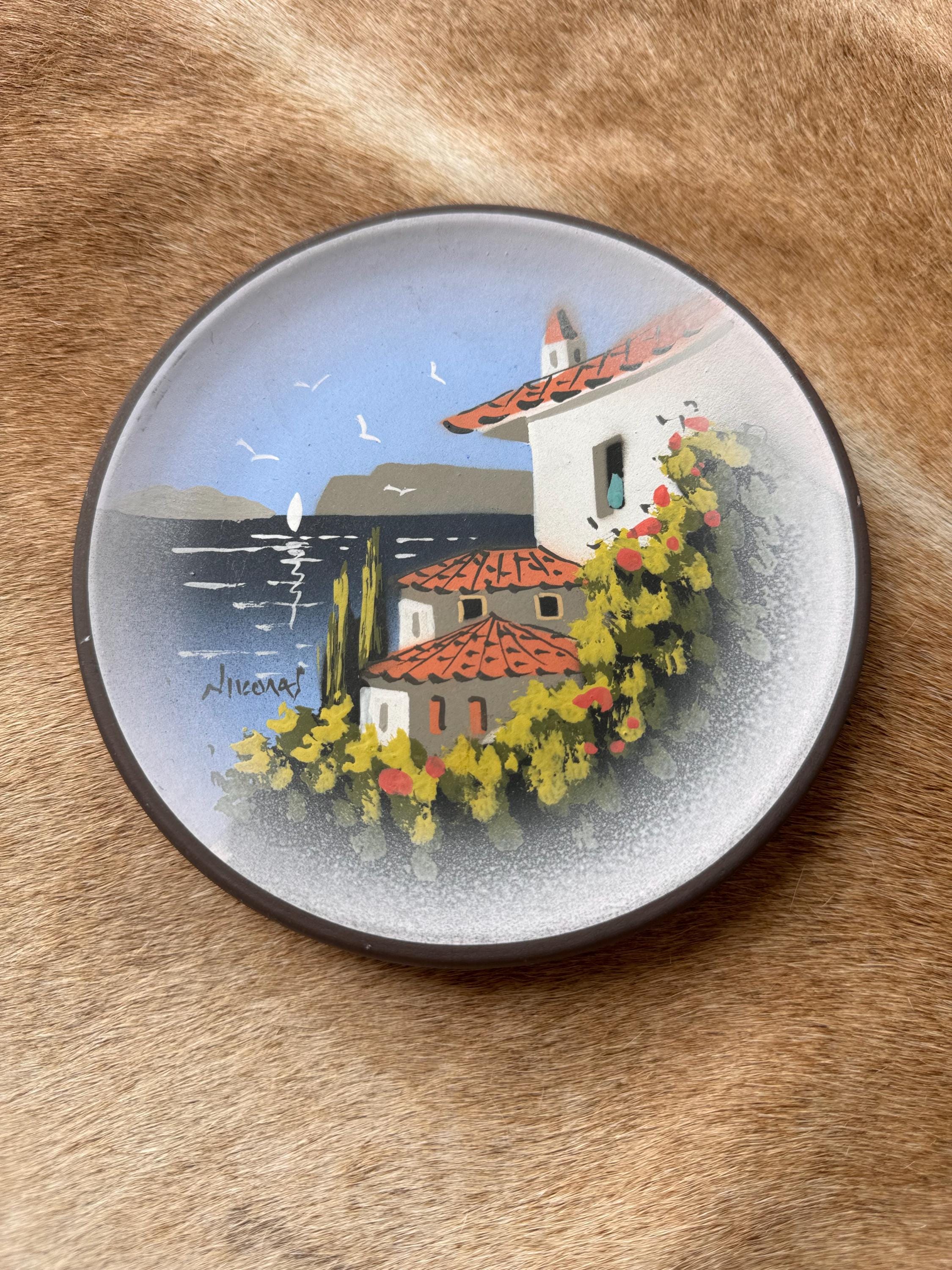 Vintage Nikolas Greece Hand-painted Wall Decor Plate