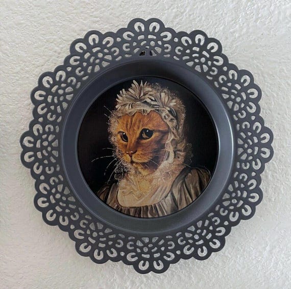 Victorian Style Cat Portrait Tray Plate, Ikea Skurar - Thierry