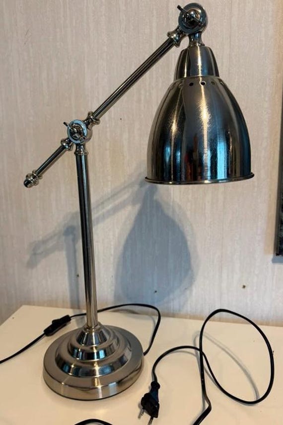Vintage Ikea Barometer Table Light brushed metal chrome silver desk lamp