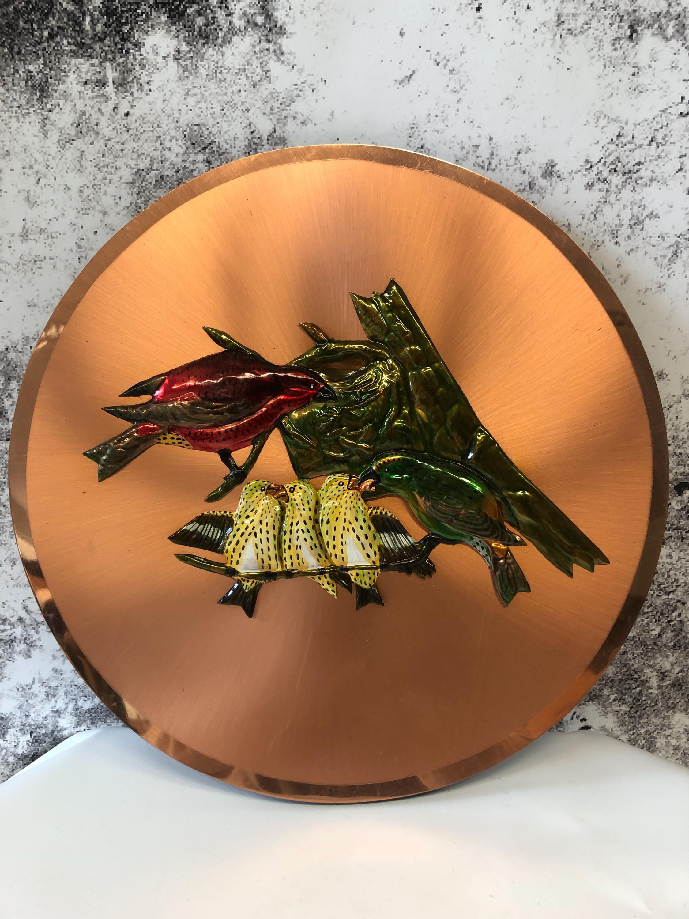 MCM ラウンド ハンマー加工銅製ウォールアート 装飾 手作業で仕上げた