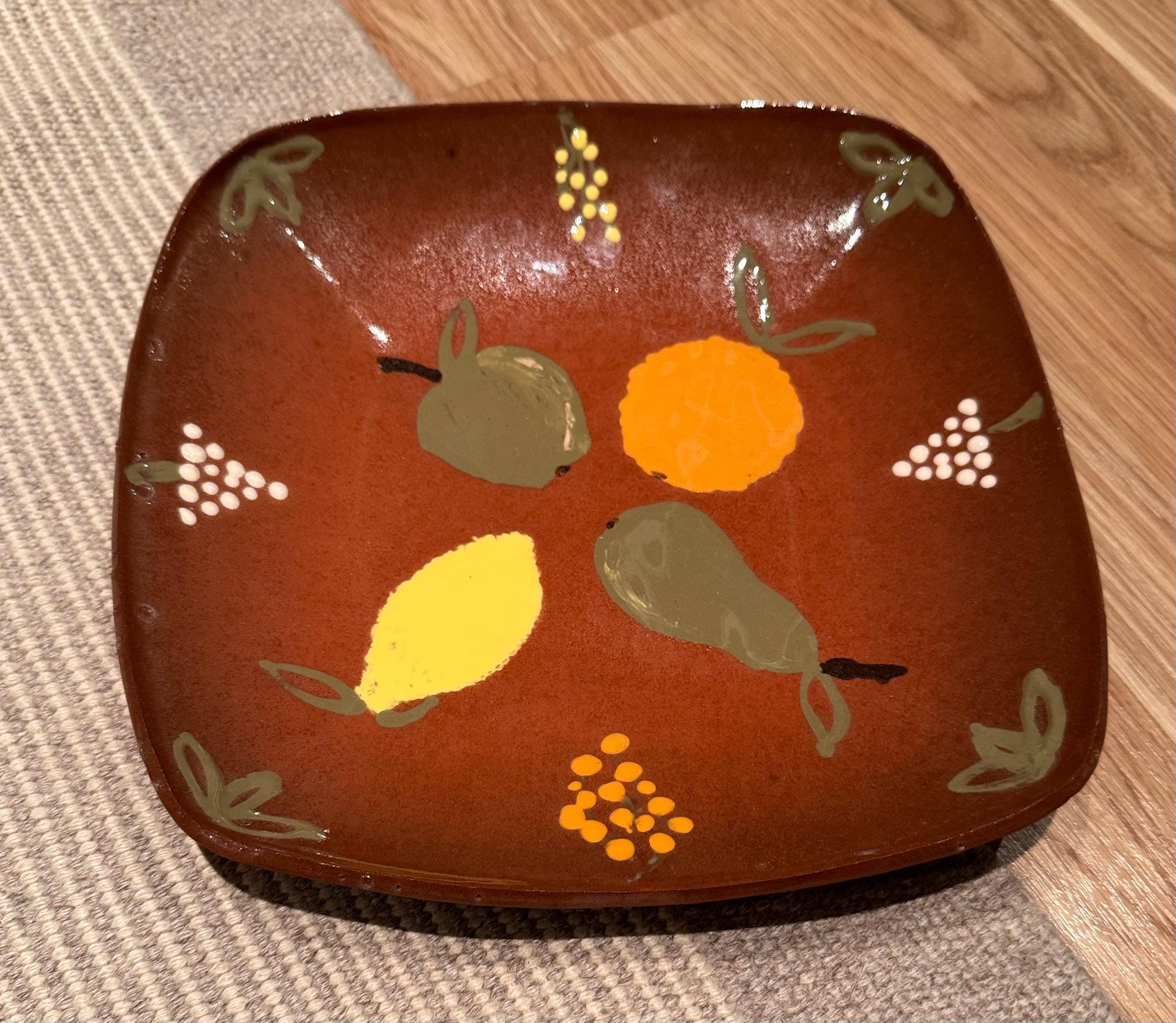 Terracotta Red Clay Bowl Vintage Ceramic Earthenware Fruit Bowl