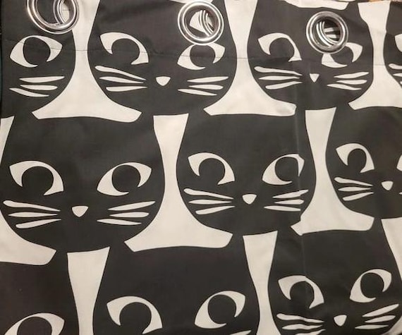 Ikea Mattram Cat Print Curtains Black White Kitten - Etsy