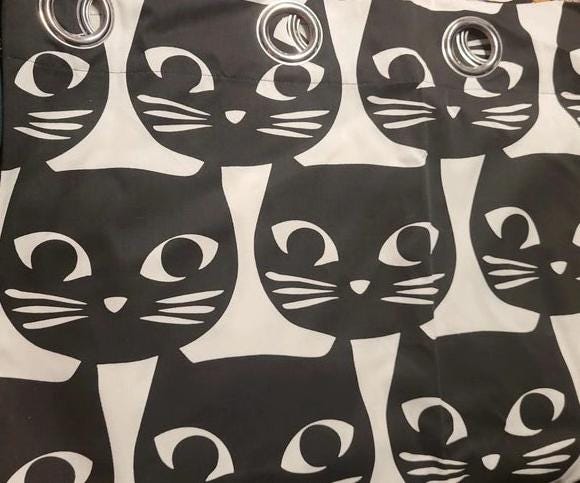 Ikea Mattram Cat Print Curtains Black White Kitten - Etsy