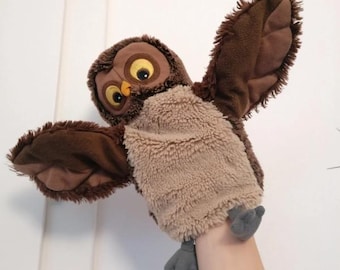 IKEA Vandring UGGLA Owl Plush Hand Puppet Brown Bird Soft Toy Vintage Rare Discontinued